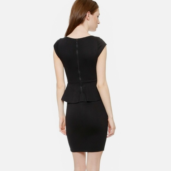 Alice + Olivia black Victoria peplum knit sheath dress - size 6 (Small - Medium) - Picture 3 of 4